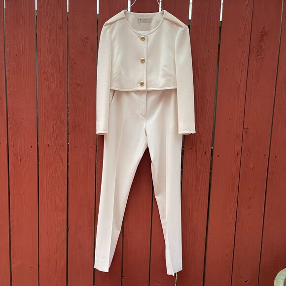Emilio Pucci Crop Alabaster Silk Wool blend 2 Piec suit - Picture 9 of 17